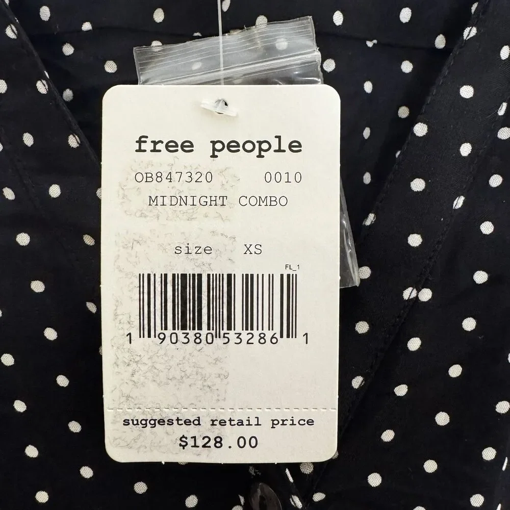 NWT Free People Pippa Ruched Asymmetrical Mini Dress‎ Size XS Midnight Combo